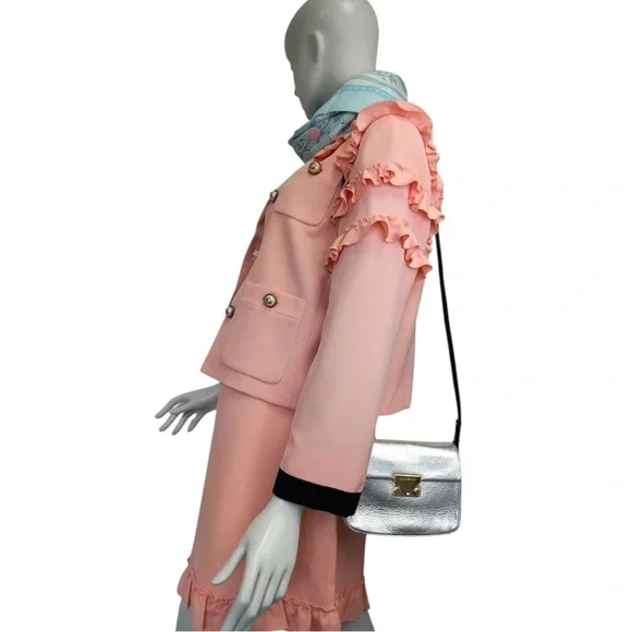 💕SOLD💕GUCCI Ruffle-trimmed Silk And Wool-blend Jacket In blush pink - Picture 3 of 8